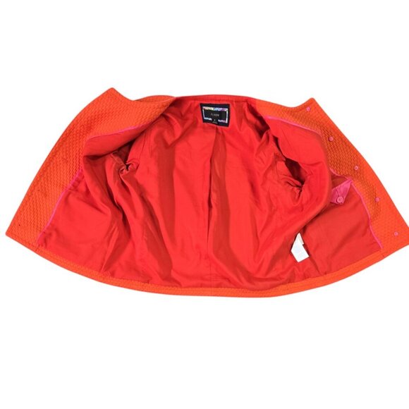 J. Crew Orange Red Textured Jacket in Matelasse Ribbon Trim Preppy AJ886 - Picture 9 of 10